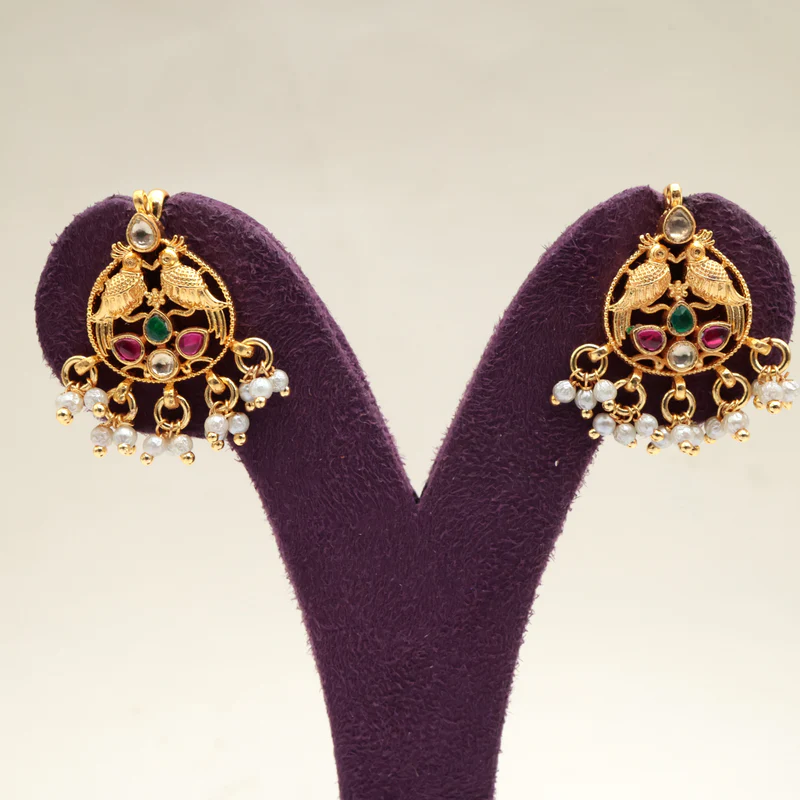 Premium Pachi Kundan Rettapakshi Koppu Earrings